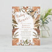 Cute Giraffe Boho Dried Grasses Baby Shower Kaart (Staand voorkant)