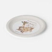 Cute Giraffe Boho Dried Grasses Baby Shower Papieren Bordje (Gekanteld)