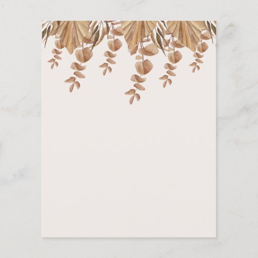 Cute Giraffe Boho Gedroogde Grassen Baby Shower Bi (Achterkant)