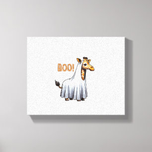 Cute Giraffe Boo Halloween Kostuum Dierentuin Lief Canvas Afdruk
