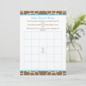 Cute Giraffe Boy Blue Baby shower Bingo Kaart (Staand voorkant)
