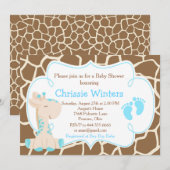 Cute Giraffe Boy Blue Baby shower Kaart (Voorkant / Achterkant)