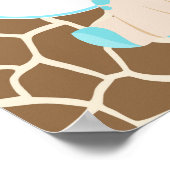 Cute Giraffe Boy Blue Baby shower Poster (Hoek)