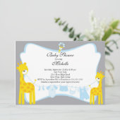 Cute giraffe Boy Shower Invitation Kaart (Staand voorkant)