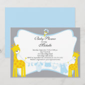 Cute giraffe Boy Shower Invitation Kaart (Voorkant / Achterkant)