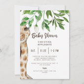 Cute Giraffe Brown Baby shower Invitation Kaart (Voorkant)
