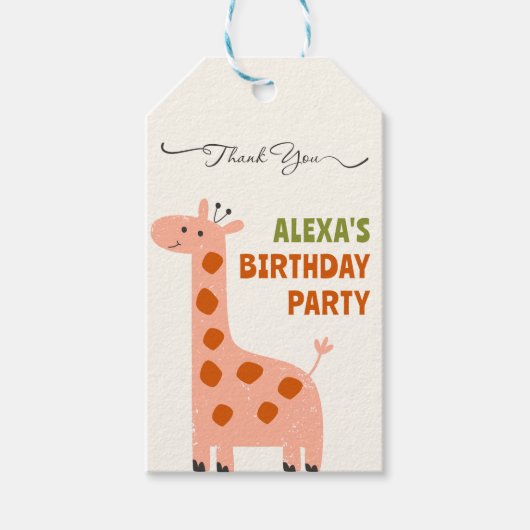 Cute giraffe cadeaulabel (Voorkant)