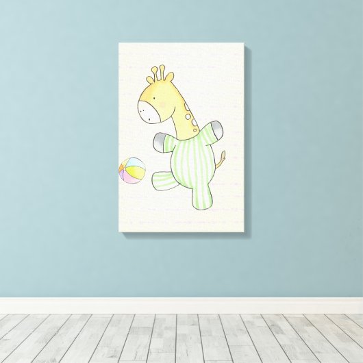 Cute Giraffe Canvas Afdruk (Insitu (Houten vloer))