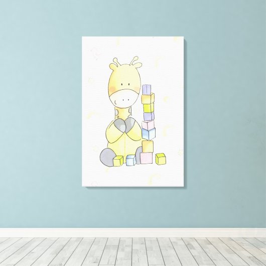 Cute Giraffe Canvas Afdruk (Insitu (Houten vloer))