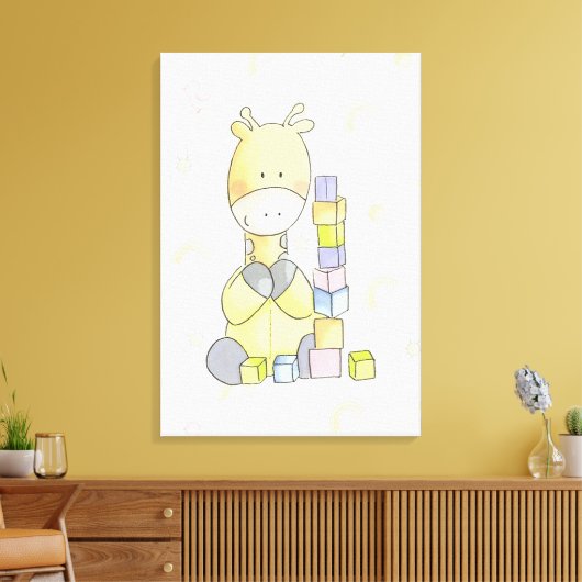 Cute Giraffe Canvas Afdruk (Insitu (Woonkamer))