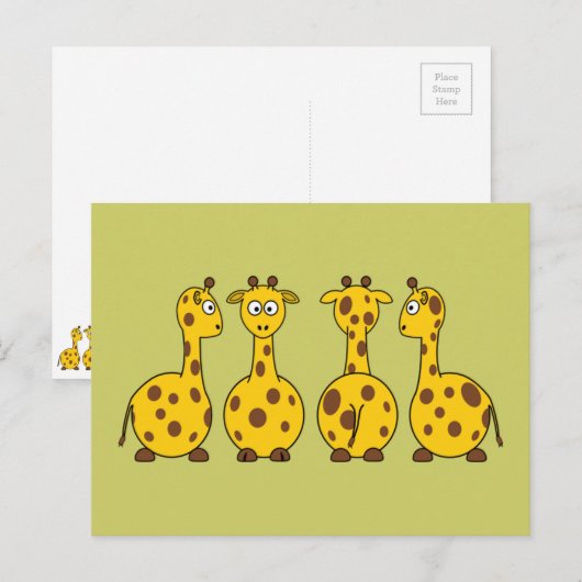 Cute Giraffe Cartoon Briefkaart (Voorkant / Achterkant)