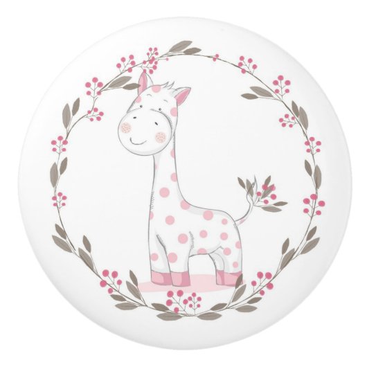 Cute Giraffe Ceramic Knob. Keramische Knop (Voorkant)
