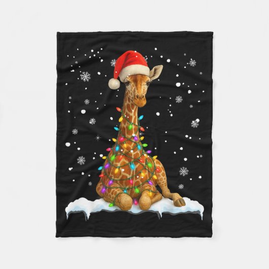 Cute Giraffe Christmas Light Funny Giraffe Lover X Fleece Deken (Voorkant)