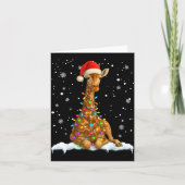 Cute Giraffe Christmas Light Funny Giraffe Lover X Kaart (Voorkant)