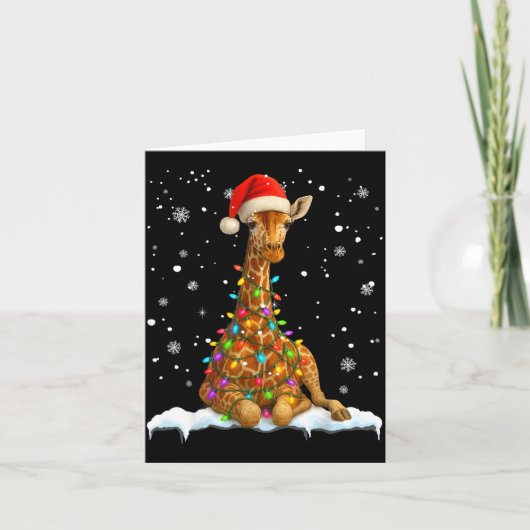 Cute Giraffe Christmas Light Funny Giraffe Lover X Kaart (Voorkant)