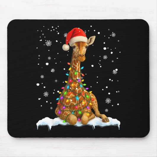 Cute Giraffe Christmas Light Funny Giraffe Lover X Muismat (Voorkant)