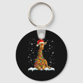 Cute Giraffe Christmas Light Funny Giraffe Lover X Sleutelhanger (Voorkant)