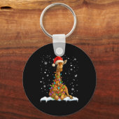Cute Giraffe Christmas Light Funny Giraffe Lover X Sleutelhanger (Voorkant)
