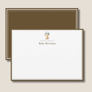 Cute Giraffe Cocoa Brown Border Kraam Babykamer Notitiekaartje