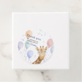 Cute Giraffe Colorful Balloon Boy Birthday Bedankjes Labels (In situ)
