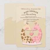 Cute Giraffe Couple Baby shower Invitation Kaart (Voorkant / Achterkant)