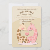 Cute Giraffe Couple Baby shower Invitation Kaart (Voorkant)