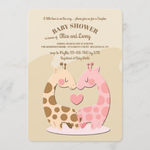 Cute Giraffe Couple Baby shower Invitation Kaart
