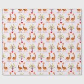 Cute Giraffe Couple Love Patroon Cadeaupapier (Vlak)