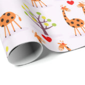 Cute Giraffe Couple Love Patroon Cadeaupapier (Rol Hoek)