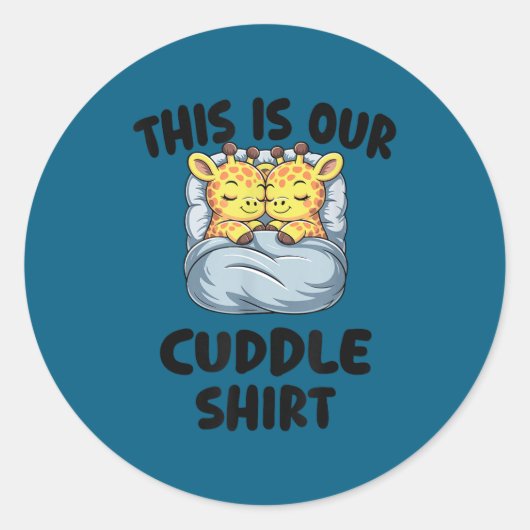 Cute Giraffe Couple This Is Our Cuddle  Ronde Sticker (Voorkant)