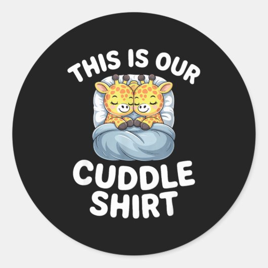 Cute Giraffe Couple This Is Our Cuddle  Ronde Sticker (Voorkant)