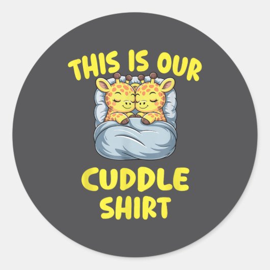 Cute Giraffe Couple This Is Our Cuddle Ronde Sticker (Voorkant)
