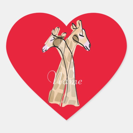 Cute Giraffe Couple Thunder_Cove Hart Sticker (Voorkant)