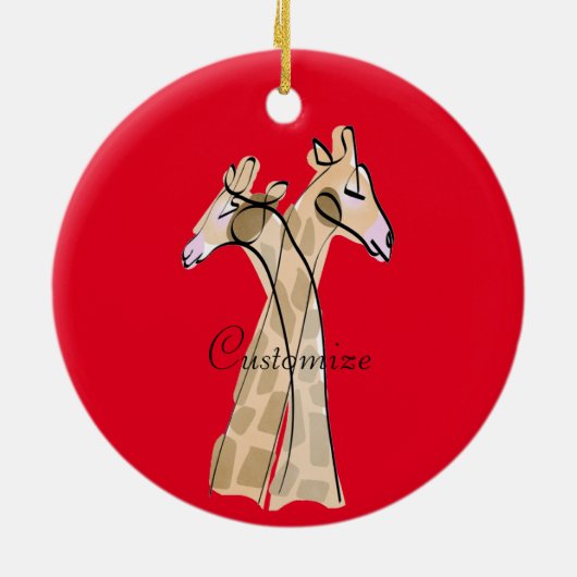 Cute Giraffe Couple Thunder_Cove Keramisch Ornament (Achterkant)