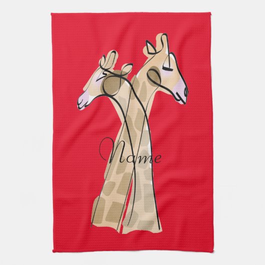 Cute Giraffe Couple Thunder_Cove Theedoek (Verticaal)