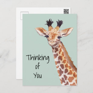 Cute Giraffe denkt aan jou Briefkaart
