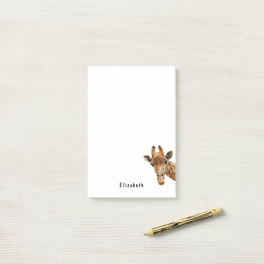 Cute Giraffe Dier Gepersonaliseerde Naam Post-it® Notes (Op bureau)