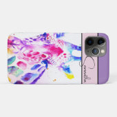Cute Giraffe Dierentuin Dier Paarse Waterverf Tele Case-Mate iPhone Case (Achterkant (horizontaal))