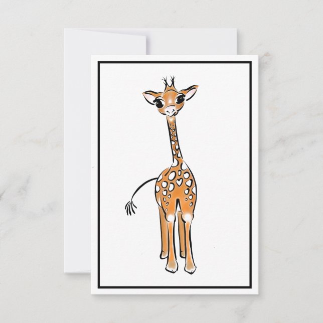 Cute Giraffe drawing, safari animals  (Voorkant)