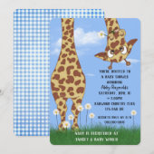 Cute Giraffe en Daisy Baby shower Kaart (Voorkant / Achterkant)