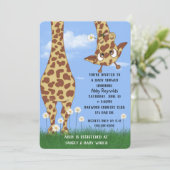 Cute Giraffe en Daisy Baby shower Kaart (Staand voorkant)