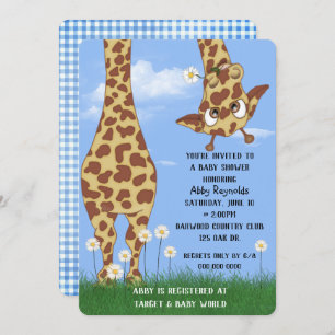 Cute Giraffe en Daisy Baby shower Kaart