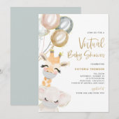 Cute Giraffe en Elephant Virtual Baby shower Kaart (Voorkant / Achterkant)