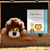 Cute Giraffe en lion Baby shower Kaart