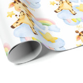Cute giraffe en regenboog het is een meisje baby s cadeaupapier (Rol Hoek)