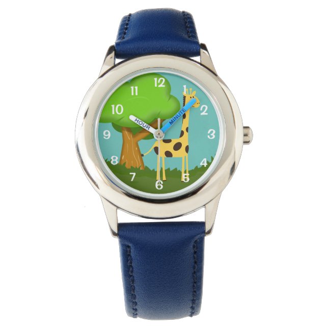 Cute Giraffe en Tree Art Watch Horloge (Voorkant)