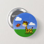 Cute Giraffe en vlinder Ronde Button 5,7 Cm (Voorkant /achterkant)