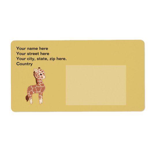 Cute Giraffe Etiket (Voorkant)