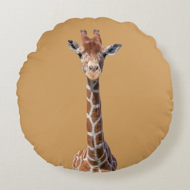 Cute giraffe face rond kussen (Voorkant)