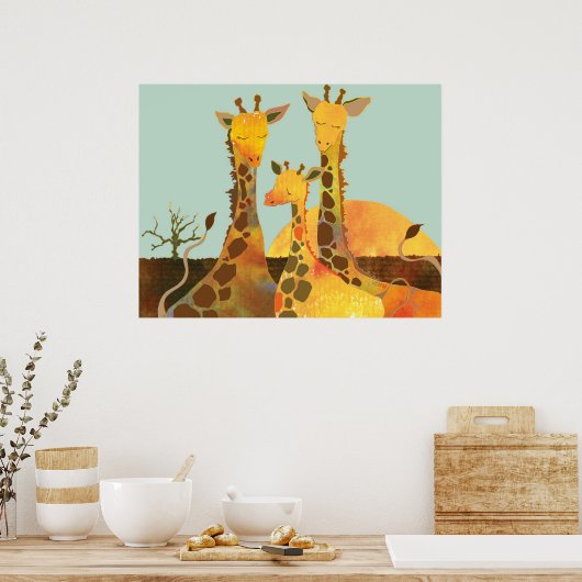 Cute Giraffe Family Poster (Keuken)